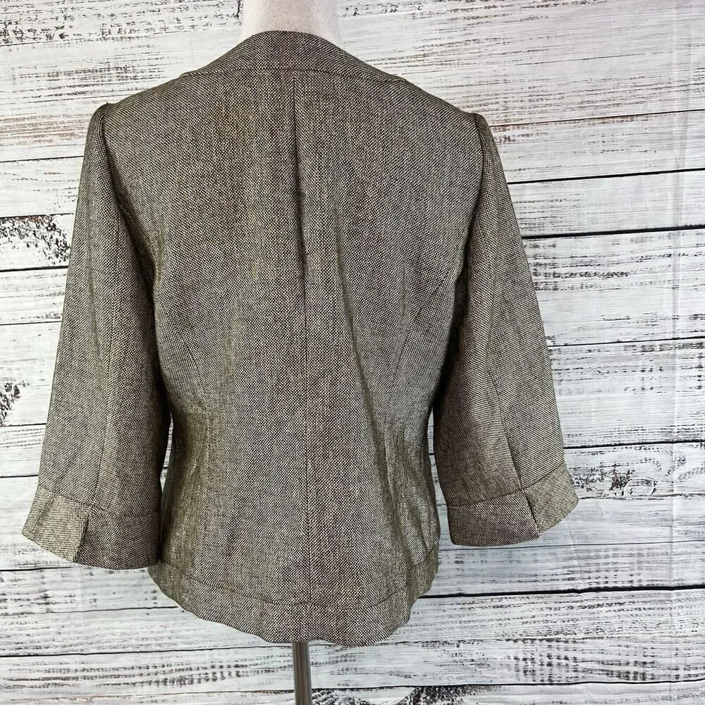 Coldwater Creek Blazer Jacket size 10 Brown Gold Tweed Career Professional